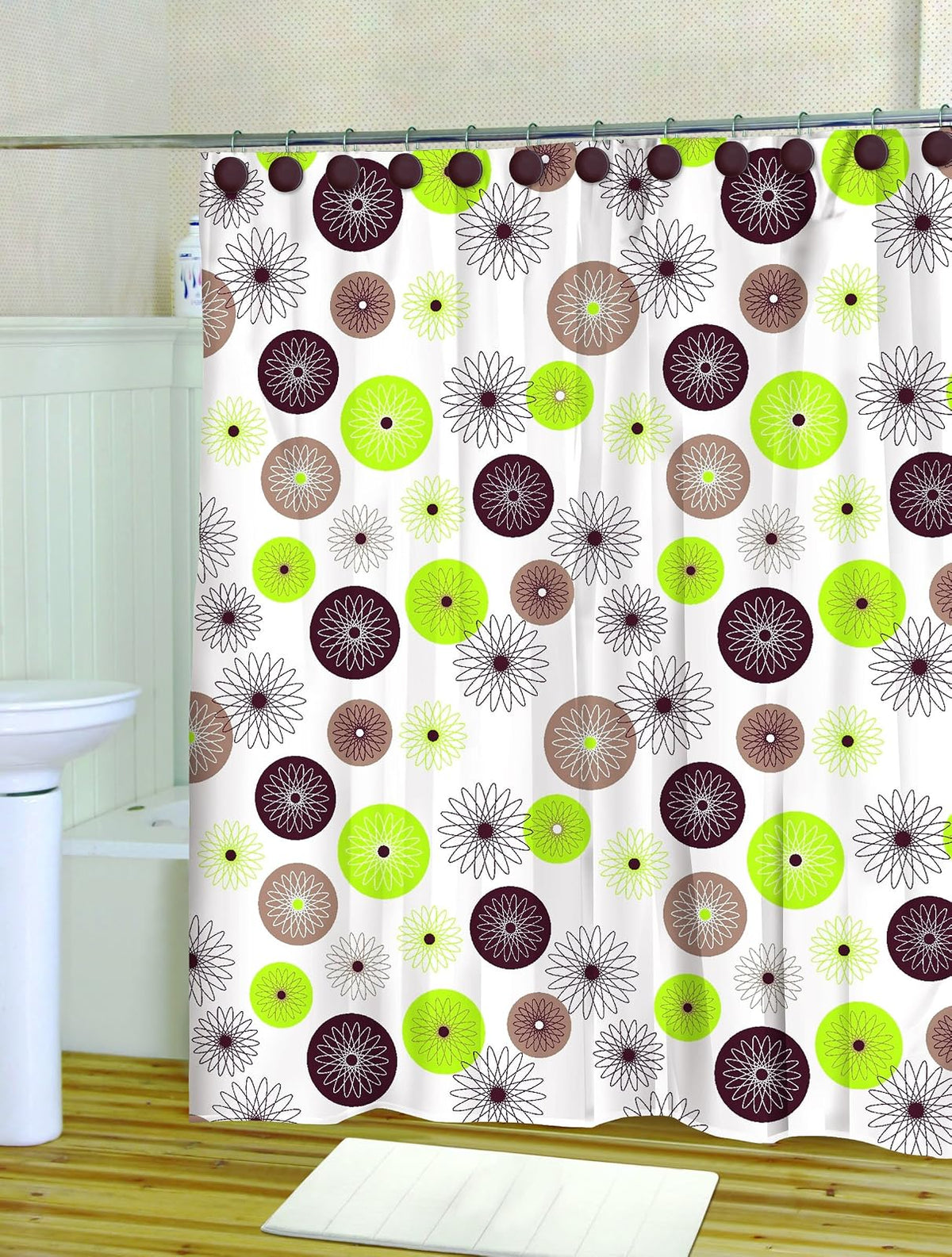 Art & Home HB-5720 Cortina de Poliéster con Ganchos