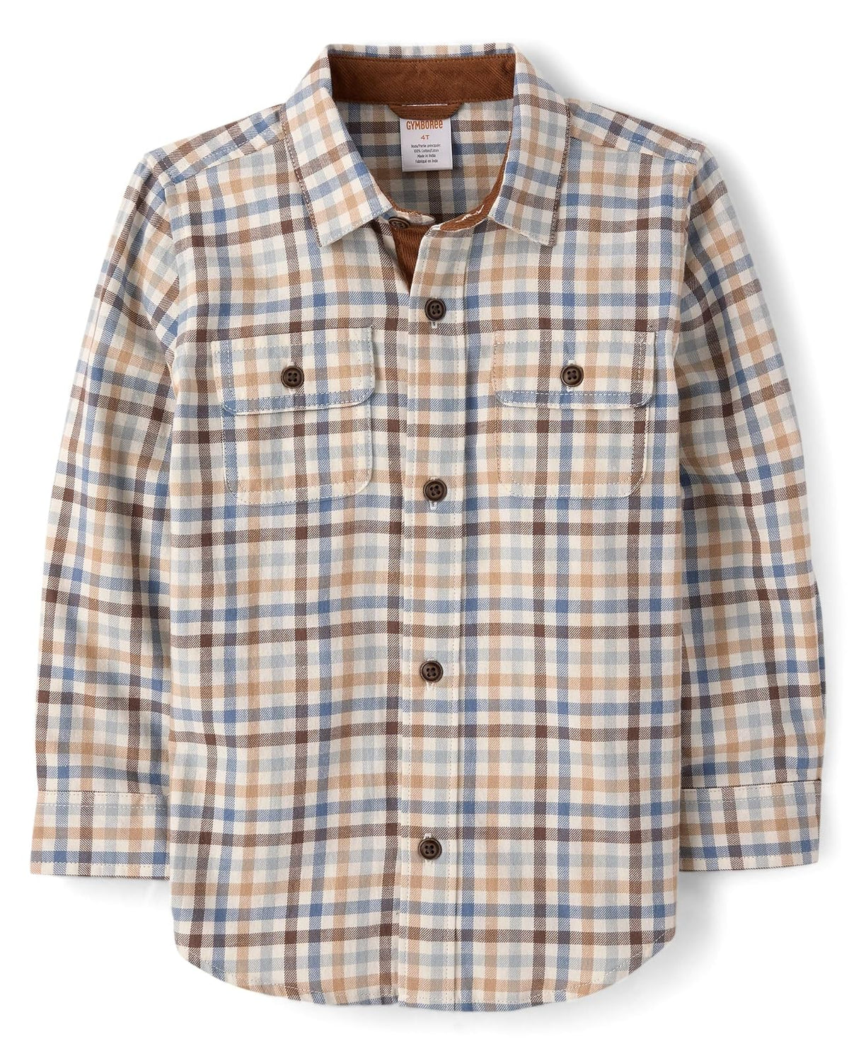 Gymboree Y Camisas de Manga Larga con Botones para niños pequeños Camisa Abotonada para Bebé-Niños - multicolor - fantasía (Frost Plaid) - 12