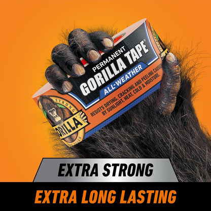 GORILLA Cinta adhesiva impermeable para todo tipo de clima, resistente a los rayos UV y a la temperatura, 1.9 pulgadas x 25 yardas, color negro (paquete de 2), 110028