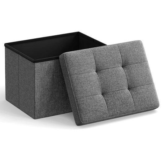 SONGMICS Mazie Collection - Pequeño otomano de Almacenamiento Plegable, Taburete reposapiés, 12.2 x 16.1 x 12.2 Pulgadas, Capacidad de Carga de 129.7 kg, para Sala de Estar, recámara, Oficina en casa