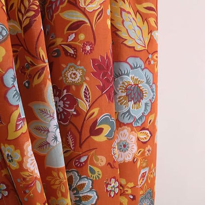 Greenland Home Astoria Paneles de Cortina, Conjunto de 4 Piezas, Forradas con ataduras, 160 cm de Largo, Naranja
