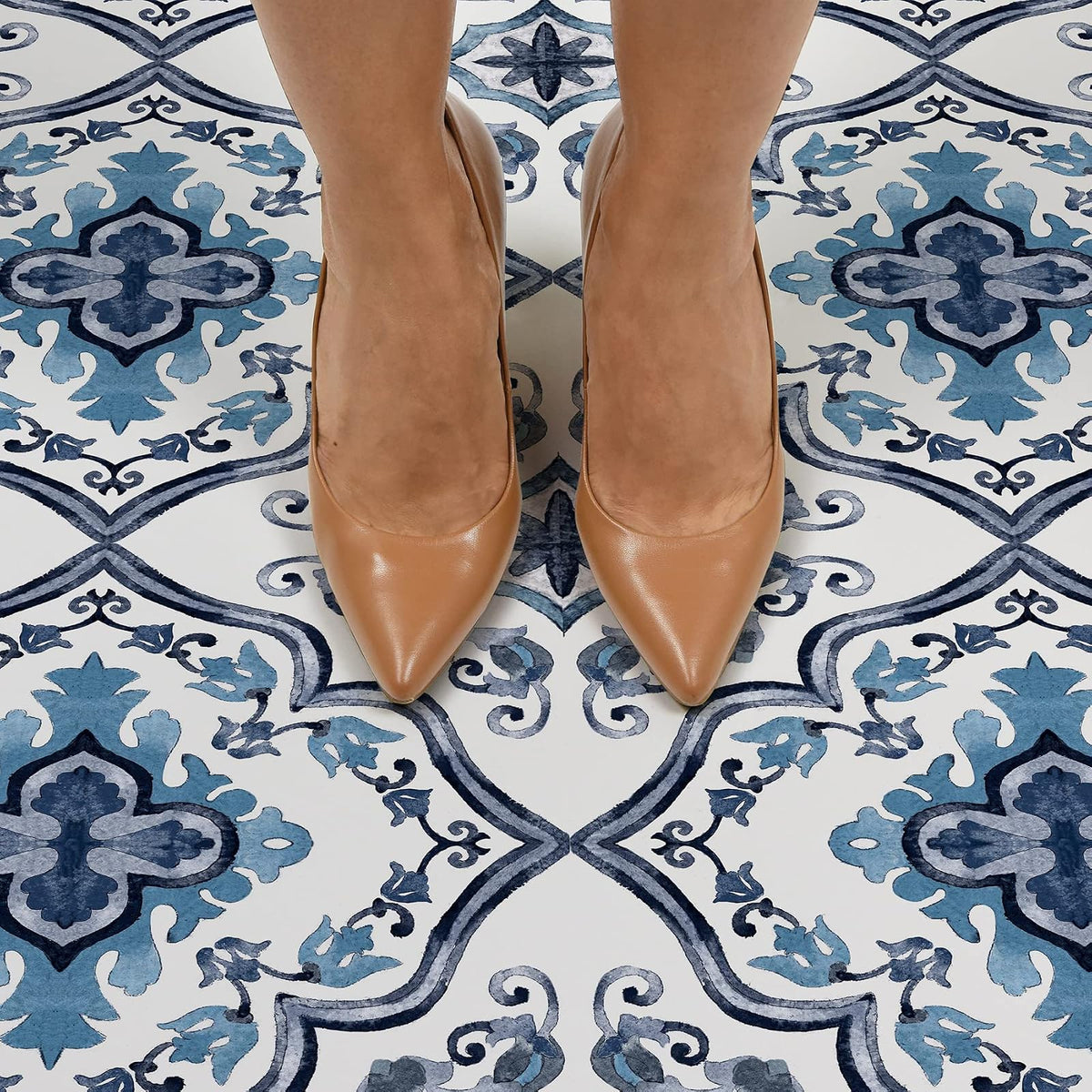 FloorPops FP3932 Marrakesh - Azulejos de piso para despegar y pegar, color azul