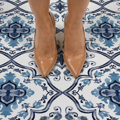 FloorPops FP3932 Marrakesh - Azulejos de piso para despegar y pegar, color azul