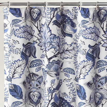 Lush Decor Blue Cynthia - Cortina de Ducha jacobea de Tela, diseño Floral, 72 x 72 Pulgadas
