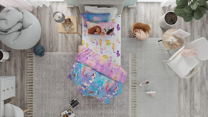 Franco Disney's The Little Mermaid Ariel Live Action Movie - Juego de Ropa de Cama para niños súper Suave y Juego de sábanas con Funda Individual, (Producto 100% Oficial con Licencia)
