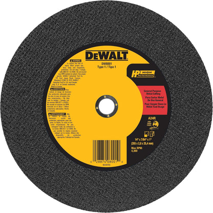 DEWALT DW8001 Z Disco Abrasivo de Corte 14 x 1 pulgada