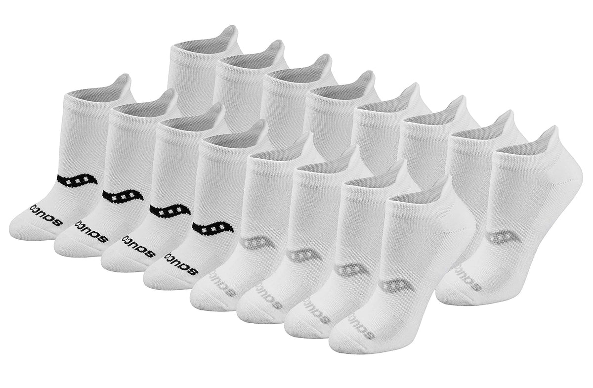 Saucony Calcetines Deportivos Heel Tab para Mujer - M - Blanco básico (16 pares)