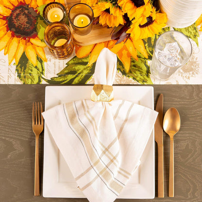 DII - Servilleteros modernos y elegantes para cenas, bodas, recepciones, reuniones familiares o uso diario, pon tu mesa con estilo: banda triangular geométrica dorada, juego de 6