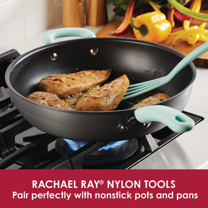 Rachael Ray 47206 - Juego de 2 espátulas de nailon con ranuras, color rojo