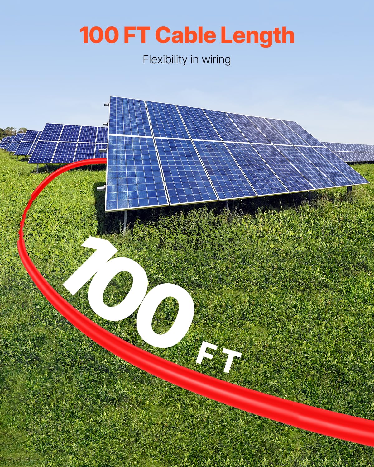VEVOR - Cable de extensión de panel solar de 100 pies, cable de extensión solar de 10 AWG con conectores impermeables hembra y macho, cable fotovoltaico de 6 mm² para paneles solares del hogar, barco