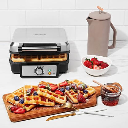 ChefMan Wafflera 4 Rebanadas, Waffles Perfectos, Estilo Belga, Fácil Limpieza, Sin desastres, Negro
