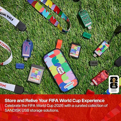 SANDISK - Unidad Flash USB-C de 64 GB, edición FIFA World Cup 2026 - hasta 300 MB/s velocidades de Transferencia, USB 3.2 Gen 1, USB Tipo C - Negro - SDCZIA-064G-G46