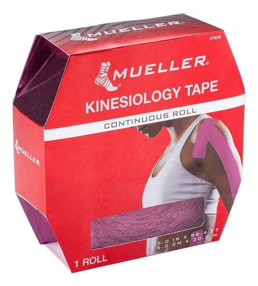 MUELLER Kinesiology Tape, Continuous Roll, Pink, 30 Meters