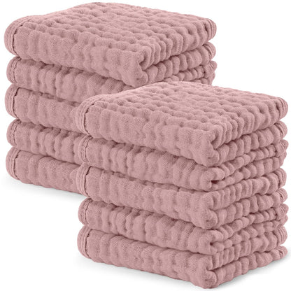 Comfy Cubs Toallitas de Muselina para Bebé, 6 Capas, Paquete de 10 - Paquete de 10 25x25 cm - Malva