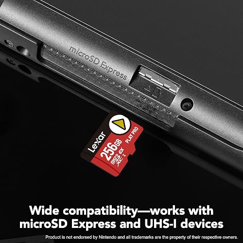 Lexar 256GB Play Pro microSD Express Card, UHS-I, C10, U3, V30, Full HD, 4K, hasta 900/600 MB/s Tarjeta de Memoria, Compatible con Nintendo Switch 2, ASUS ROG Ally, Steam Deck, Gaming