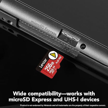 Lexar 256GB Play Pro microSD Express Card, UHS-I, C10, U3, V30, Full HD, 4K, hasta 900/600 MB/s Tarjeta de Memoria, Compatible con Nintendo Switch 2, ASUS ROG Ally, Steam Deck, Gaming