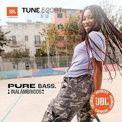 Audífono Inalámbrico Tipo Diadema JBL Tune 520BT, Respuesta de Frecuencia 20-20000Hz, Bluetooth 5.3. Color Negro.