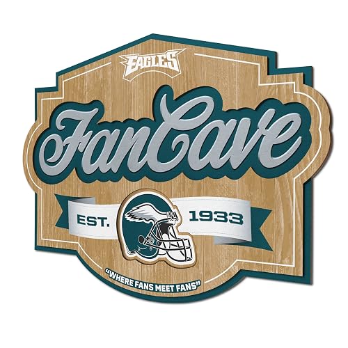 YouTheFan 1903639 NFL Philadelphia Eagles Fan Cave Sign, Team Colors, Talla Única