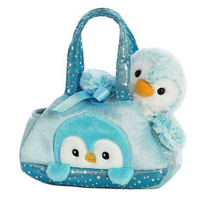 Aurora Pet Carrier Bolsa de Peluche con Mascota Removible 18 cm - PomPom Penguin
