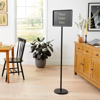 Winco HTS-60K Letrero de anfitriona de 60 pulgadas con 15 variaciones de mensaje, negro