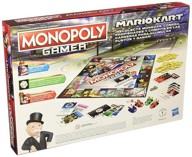 Hasbro Gaming, Monopoly Edición Mario Kart, Nintendo, Juego de Mesa Familiar, Juego para 2 a 4 Jugadores, Edad Recomendada: de 8 Años en Adelante