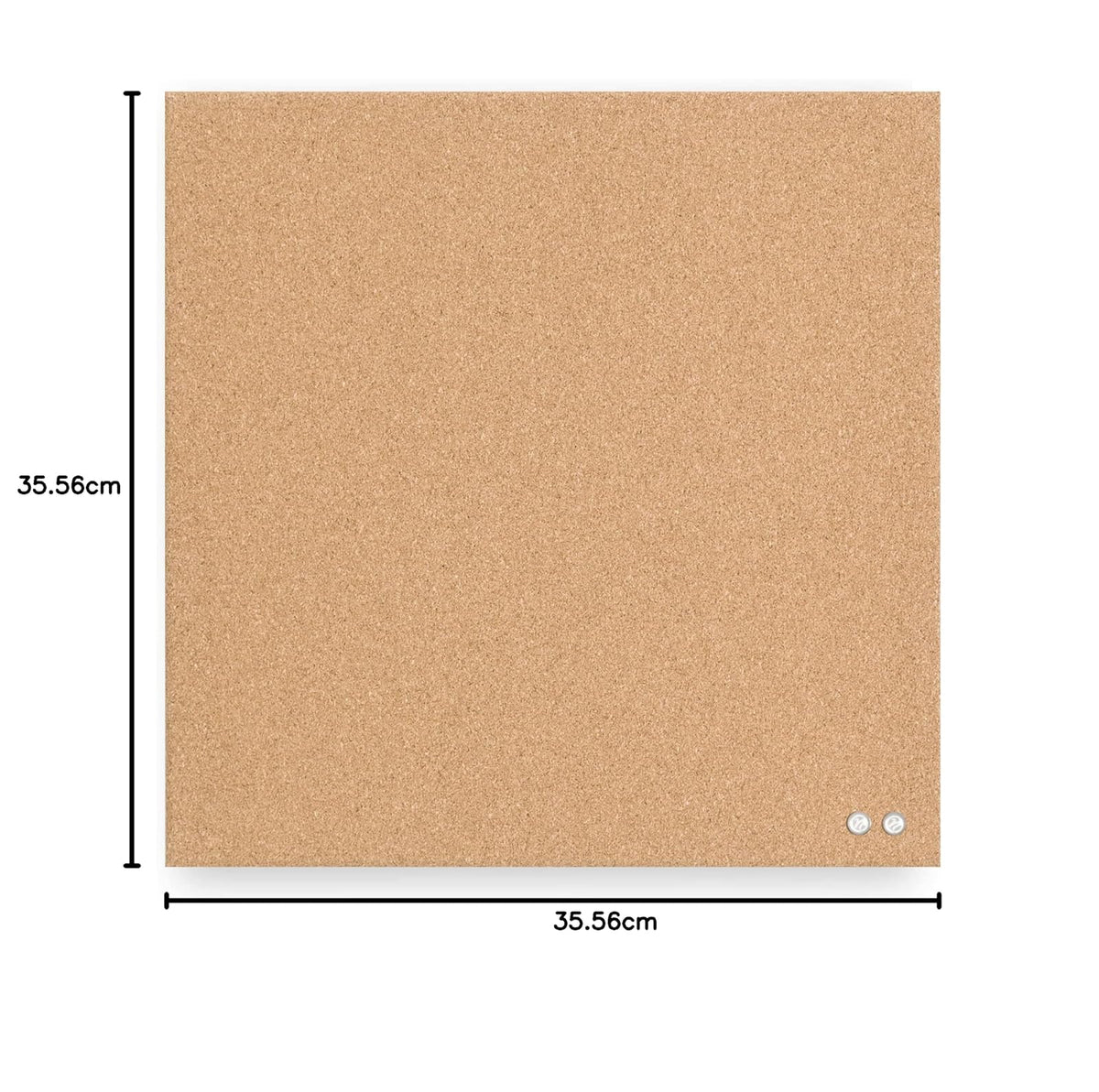 U Brands - Tablero de anuncios de corcho cuadrado sin marco, suministros de oficina, 14 x 14 pulgadas, natural, con pasadores de empuje, 1 unidad