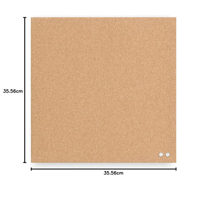 U Brands - Tablero de anuncios de corcho cuadrado sin marco, suministros de oficina, 14 x 14 pulgadas, natural, con pasadores de empuje, 1 unidad