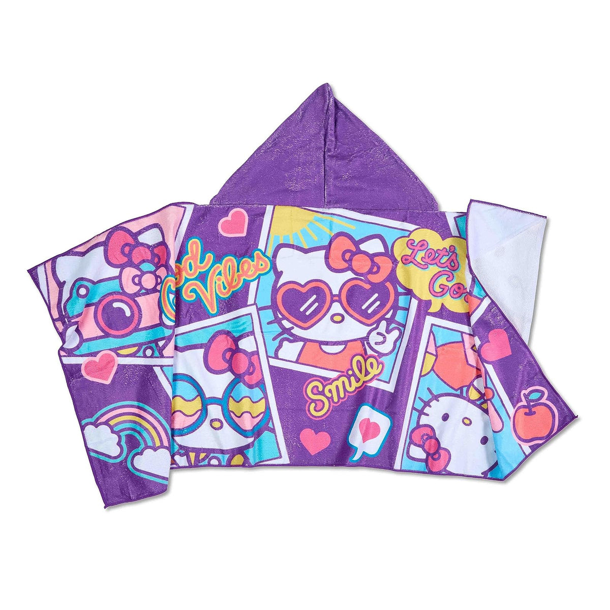 Northwest Hello Kitty Let's Go - Toalla de Playa con Capucha para jóvenes, 21 x 51 Pulgadas, algodón