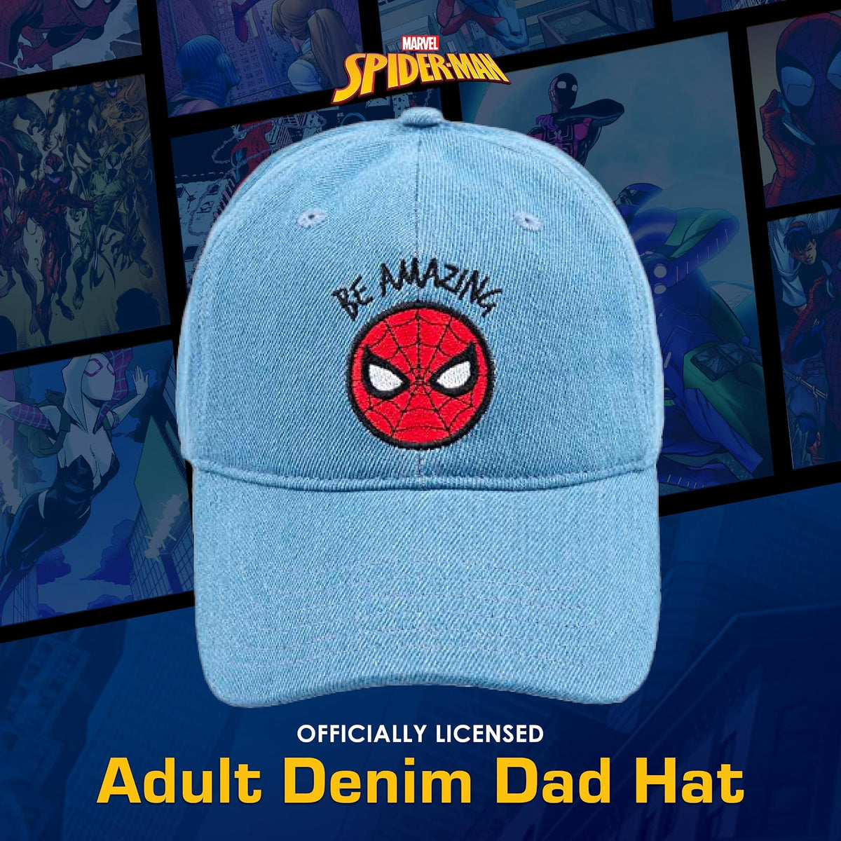 Marvel Spider-Man - Gorro de algodón Ajustable para papá, Gorra de béisbol con ala Curvada