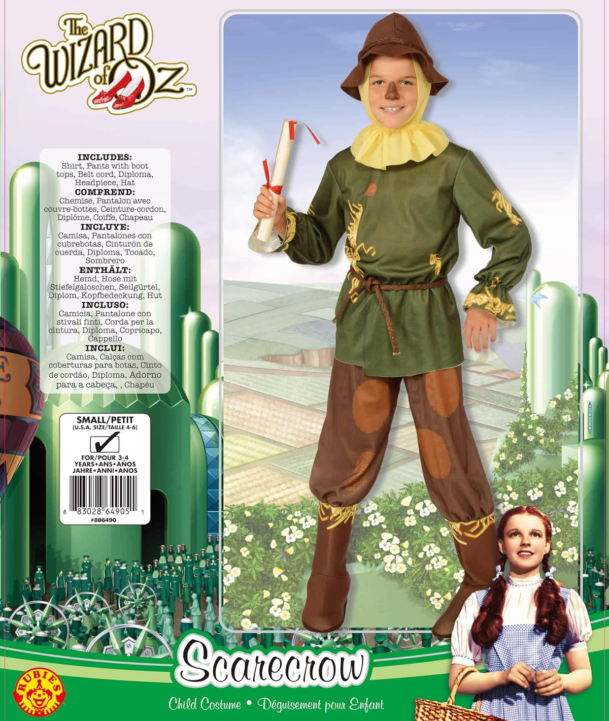 Disfraz de espantapájaros de Wizard of Oz, tamaño Mediano (edición del 75 Aniversario)