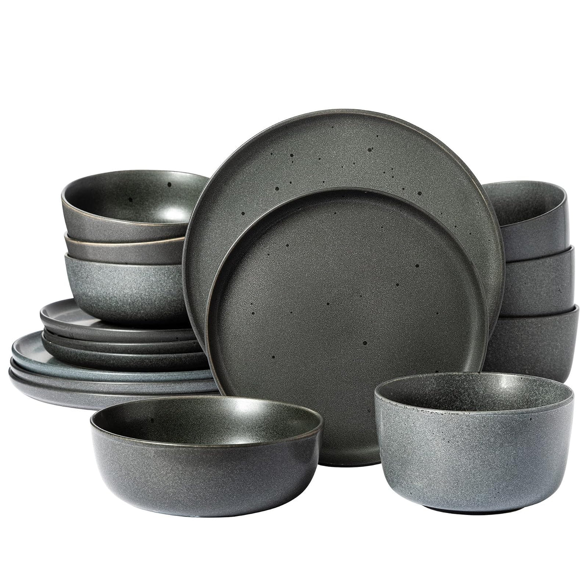 Gibson Elite James Street Vajilla de Doble Tazón, Servicio para 4 - Service for 4 (16pcs) - Gris trufa