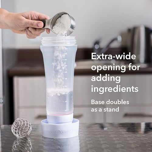 Whiskware - Botella para panqueques, dispensador de masa y mezclador con | Sin ensuciar, apto para lavaplatos, mezcla de ingredientes mientras agitas | Cocina | Camping | Mezclador de masa de gofres