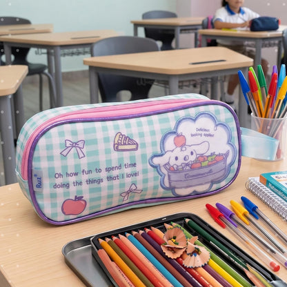 Ruz Lapicera Triple Infantil y Preescolar | Cinnamoroll | 100% Poliéster | Estuche Organizador para Niños con Compartimentos y Cierre de Cremallera | Recomendado desde 3 años