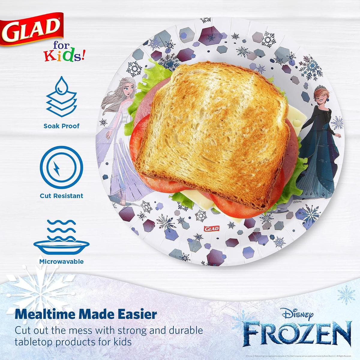 Glad for Kids Disney Frozen Platos de Papel 8.5" 40 Unidades