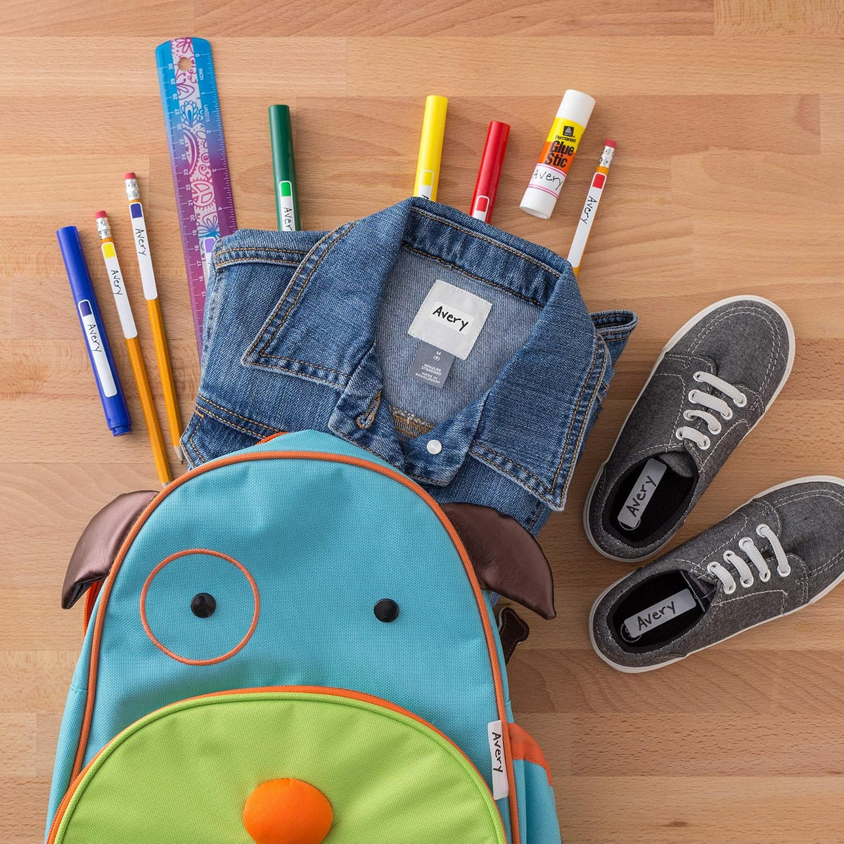 AVERY Etiquetas de ropa para niños, sin planchar, aptas para lavadora y secadora, formas y tamaños surtidos, (paquete de 2) 90 etiquetas (40700)