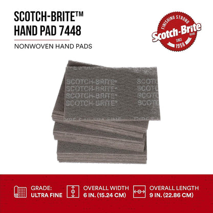 Cubitron Almohadilla de mano ultra fina, paquete de 20, 6 x 9 pulgadas, carburo de silicio, gris, para metal, madera, plástico y compuestos