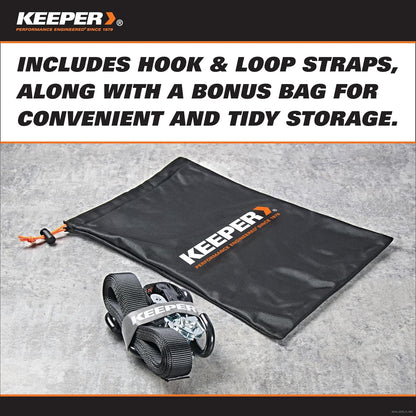 Keeper Kit de Correas de Amarre de carraca, Paquete de 4 – 1 Pulgada Correas de Carga Resistentes de 15 pies para Motocicleta, ATV, UTV y Movimiento – 1800 Libras de Resistencia a la Rotura – Incluye