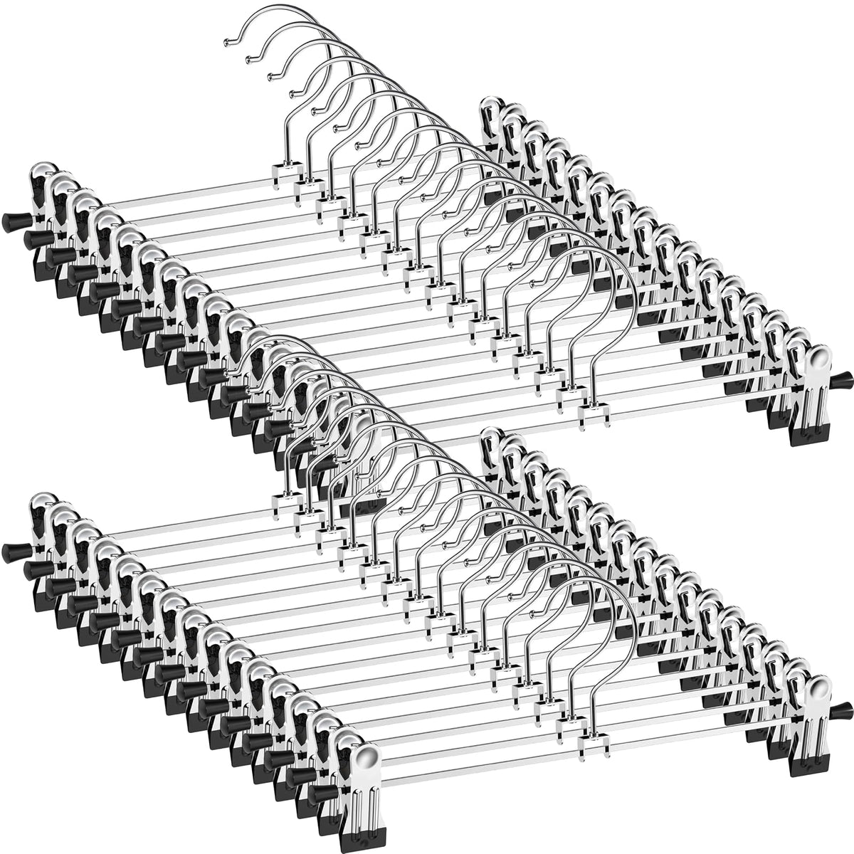 NORTHERN BROTHERS - Perchas para Pantalones, 30 Perchas para Falda con Clips, Perchas para Pantalones, Colgador de Ropa para Pantalones - 30pack - Negro