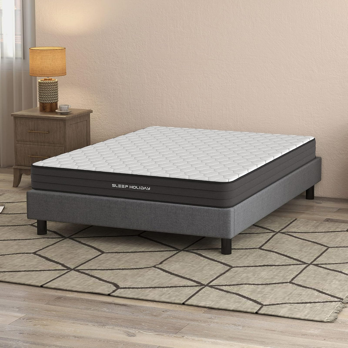 Colchon en Caja Sleep Holiday Basic Individual, firmeza Media, Bonnell, Espuma Limpia y certificada por CertiPUR-US, Durabilidad y Comodidad