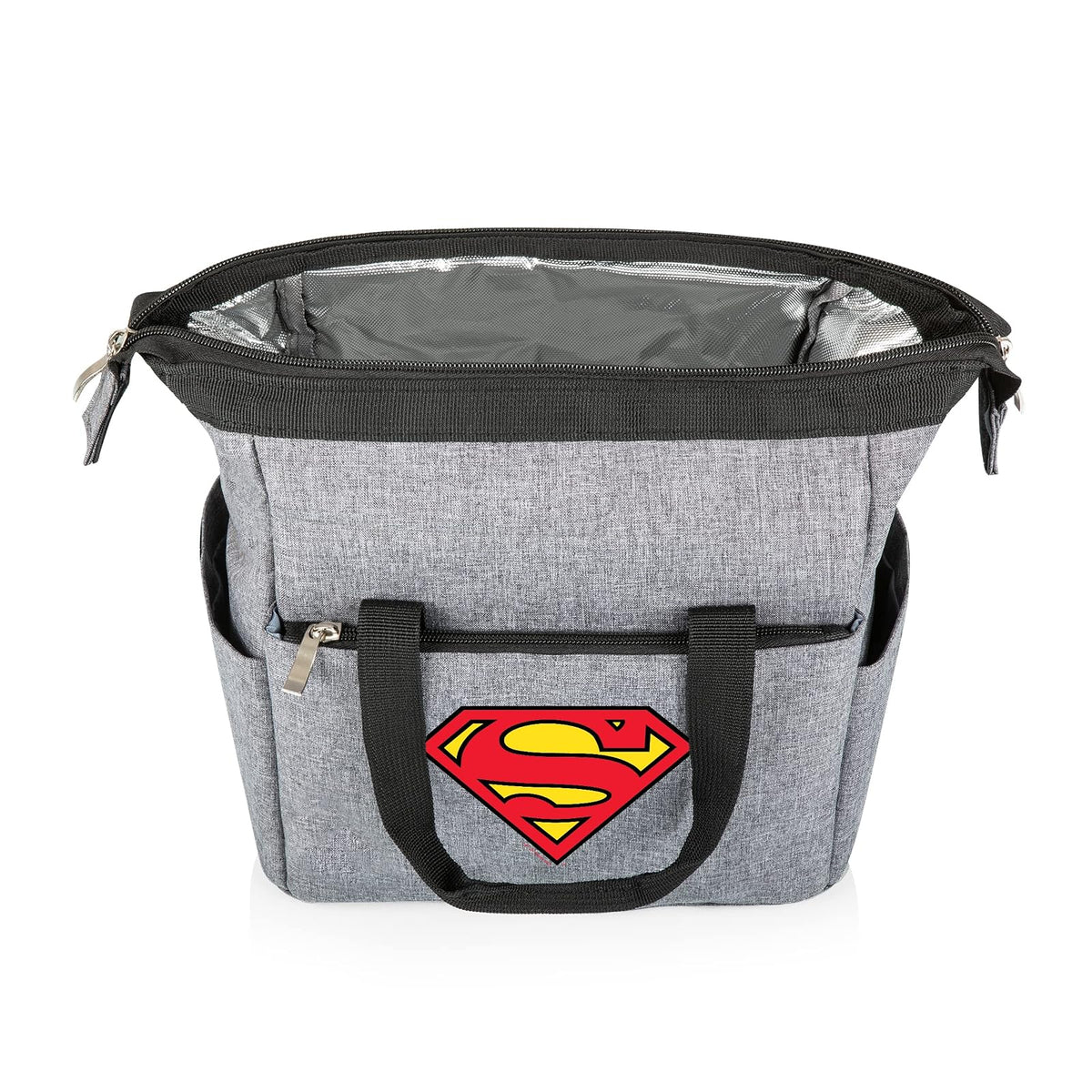 PICNIC TIME DC Comics Superman On The Go - Bolsa de almuerzo suave con enfriador, bolsa de almuerzo aislada (gris jaspeado)