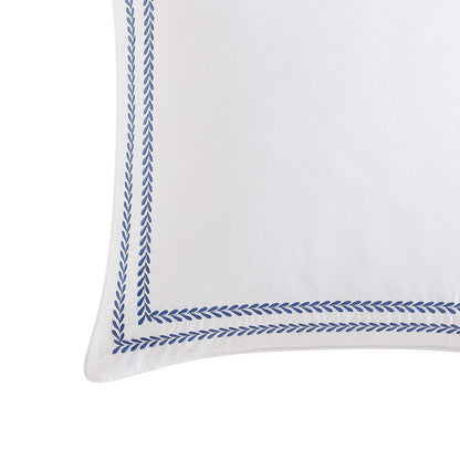 Laura Ashley - Fundas de Almohada Europeas, 100% algodón Suave con Cierre de sobre, Funda de Almohada para Cama o sofá, Certificado Oeko-Tex, Juego de 2 (Azul Vid Cosido, 26 x 26 Pulgadas)