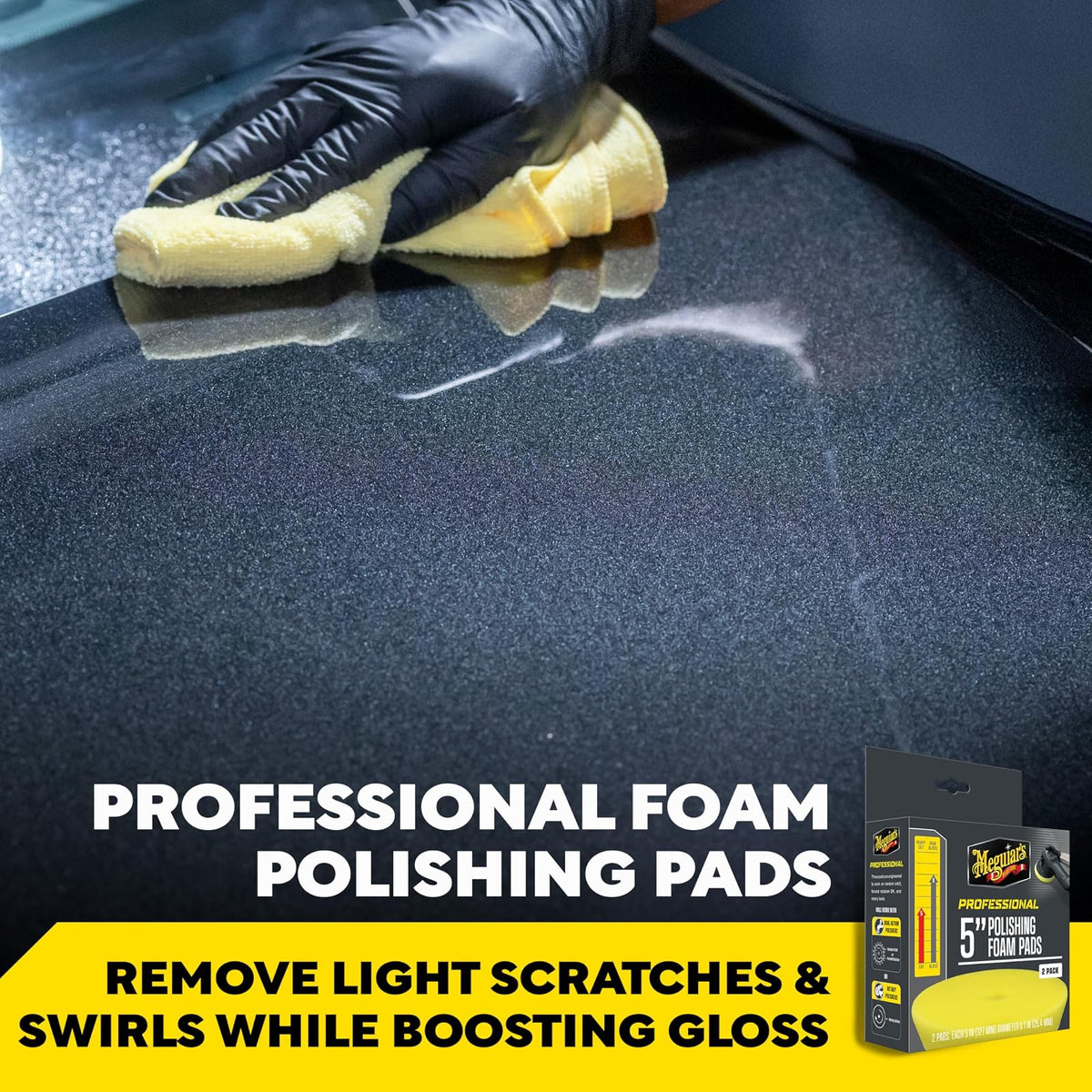 Meguiar's, Esponjas de Pulido de Espuma Profesionales, 5", M5PFP2, 2 pz. | Almohadilla de espuma profesional para pulir, utilizar con esmaltes para quitar arañazos y remolinos ligeros o utilizar con