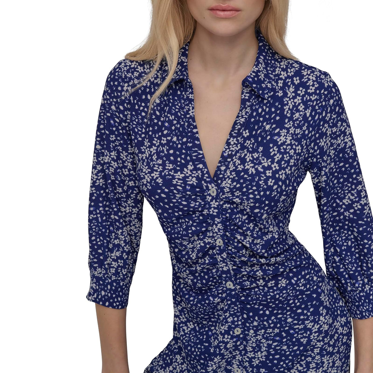 DKNY Chambray Stripe Long Sleeve Shirt Dress VestidoMujer
