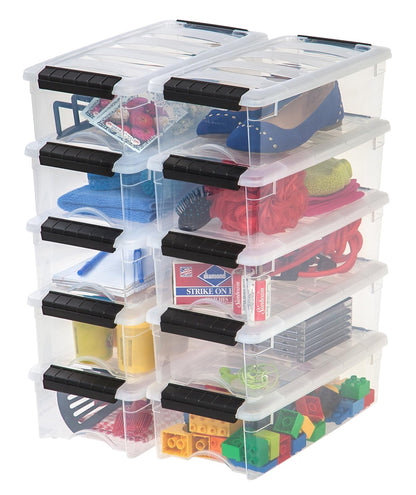 IRIS USA 10 Contenedores de 6 Qt con Tapa, Transparentes | Diseño transparente para ver el contenido fácilmente. Ideal para zapatos, fotos, documentos y artículos pequeños. - 4.7 L - Paquete de 10 - a) 4.7 Litros - Paquete de 10