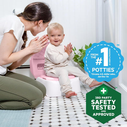 Ingenuity Prepare to Potty Sistema 3 en 1 - Inodoro de entrenamiento para ir al baño, parte superior, taburete de escalón, fácil instalación, rosa, para niños pequeños de 18 meses +