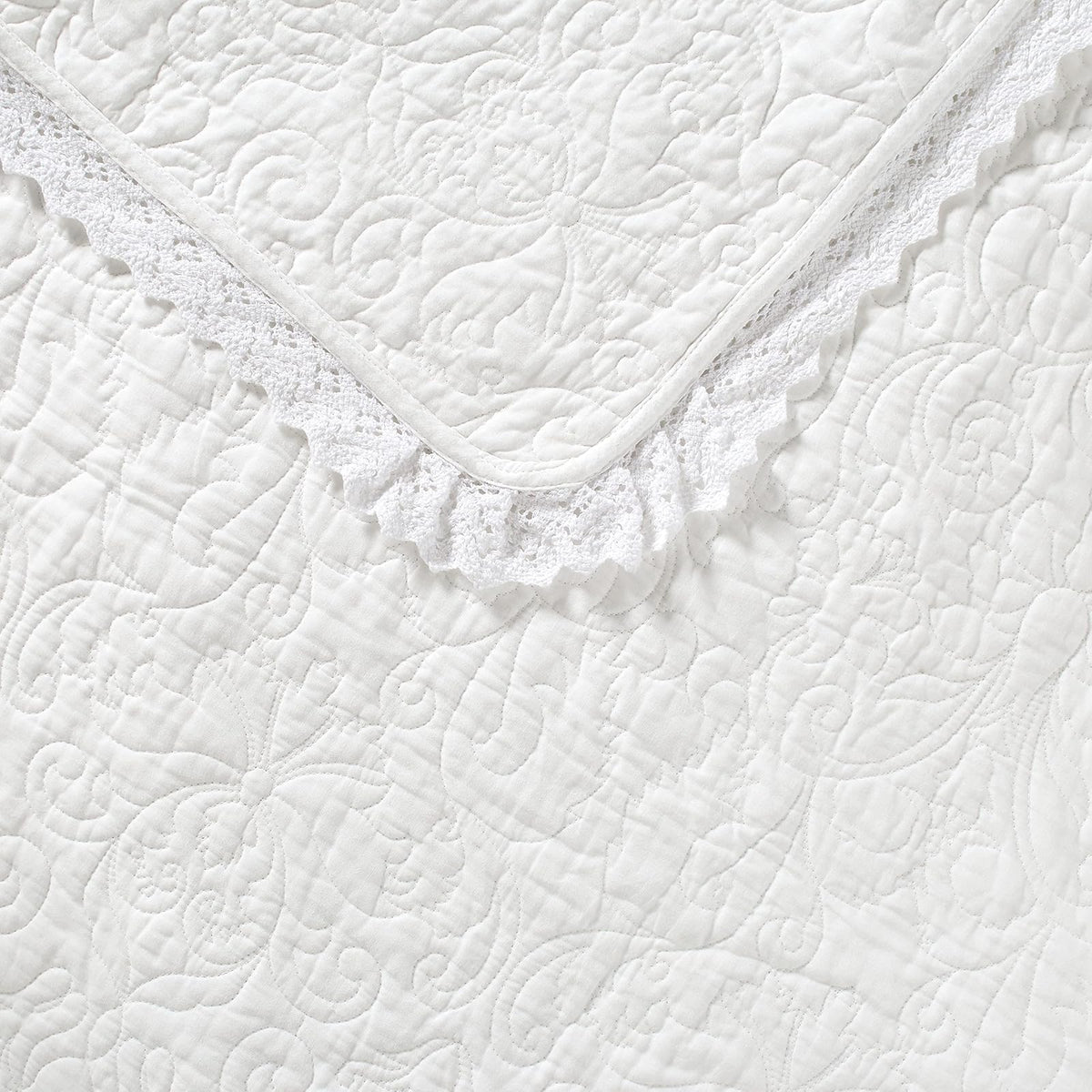 Laura Ashley Heirloom - Juego de Colcha de Crochet, Cottage, Blanco, Completa/Queen, 1, 1