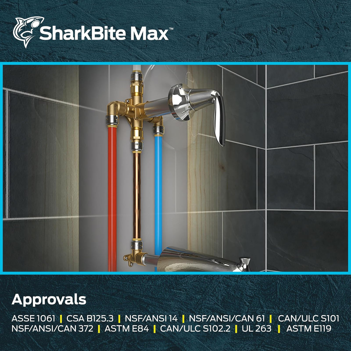 SharkBite Max Adaptador FNPT de 1/2 x 1/2 pulgadas, paquete de 4, ajuste de fontanería de latón a presión para conectar, tubería PEX, cobre, CPVC, PE-RT, HDPE, UR072A4