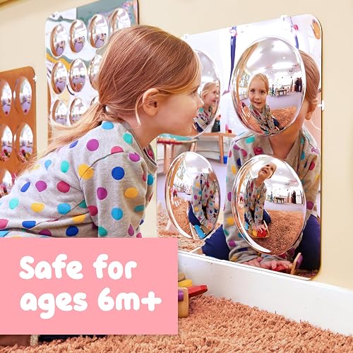 SPARK & WOW Espejo sensorial de Pared para niños pequeños, tamaño Grande, 4 Burbujas