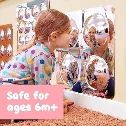 SPARK & WOW Espejo sensorial de Pared para niños pequeños, tamaño Grande, 4 Burbujas