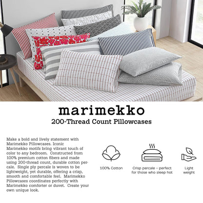 MARIMEKKO - Juego de sábanas de algodón percal para decoración del hogar (Pikkuinen Unikko Negro, matrimonial)